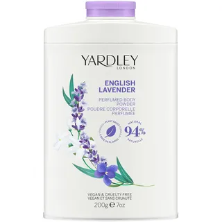 Yardley London English Lavender Body Powder, Dusting Talc, 200g | Perfumed Body Powder Helps with Odour Control and Chafing, English Lavender Dusting Powder, Vegan and Cruelty Free