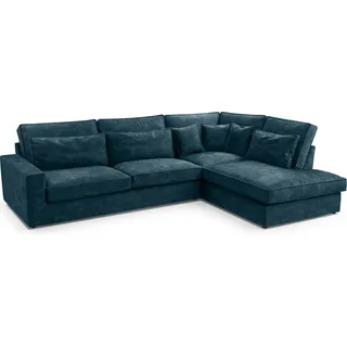 MEBLITO Sofa Big Sofa Ecksofa Satia Mini L Form Funktionssofa Wohnlandschaft Design Couch Seite Rechts  Blau (Palladium 13) - Blau