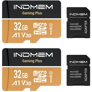 2er-Pack Micro-SD-Karten 32 GB mit Hochgeschwindigkeitsleistung (90 MB/s Lesen, 25 MB/s Schreiben), Kompatibel mit DSLR, Drohne, Action-Cam & tragbaren Geräten (2 Micro-SD-Karten + 2 Adapter)