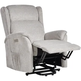 Beliani Fernsehsessel Elegy Polyester 72 x 86 x 80 cm Hellgrau elektrisch