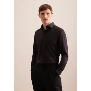 Businesshemd SEIDENSTICKER "Schwarze Rose", Herren, Gr. S (37), normale Ärmellängen, schwarz, 100% Baumwolle, unifarben, tailored fit, 2-Knopf-Manschette, Hemden Businesshemd, Shaped 1/1 Kentkragen Uni