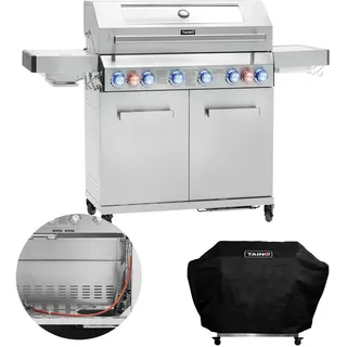 TAINO PLATINUM YAMARA 6+2 Gasgrill Edelstahl 6 Brenner Sear-Burner Backburner - Silber