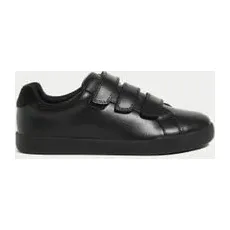 M&S Collection Chaussures enfants en cuir à bande auto-agrippante, idéales pour l'école (du 32 au 43) - Black, Black - 6.5 L