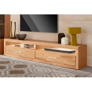 Home Affaire »Ribe,180cm breit, Fronten Massivholz,4 Fächer,Kabeldurchführung« Holz massiv, Holzwerkstoff, Metall Griffe,2 Klappen