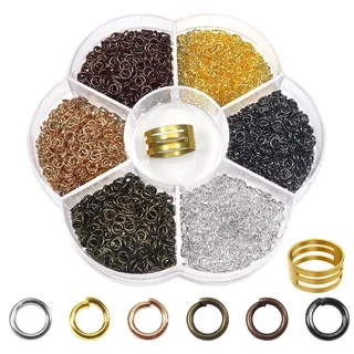 TOAOB 1 Kasten 6 Farben 4 mm Biegeringe Federringe Ringe mit Öffner Näher Schmuckherstellung Werkzeug für Schmuckherstellung Packung mit 2400 Stück