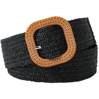 NALANY Stoffgürtel Stretchgürtel Flechtgürtel Geflochtener und Elastischer Dehnbarer Gürtel für Damen Bund Mode Dekorative Breite 4cm Länge 90cm,Candy Farbe Waehlbar (90cm/35.4", Black)