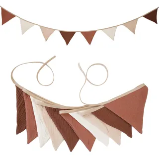 Tongyixin Wimpelkette Kinderzimmer,Gewebt aus Musselin Baumwolle,Kinderzimmer Deko,Wanddeko Geschenk,Wandtattoo Kinderzimmer Mädchen & Jungen,Babyzimmer & Babybett Deko (Elegant-Kaffee)