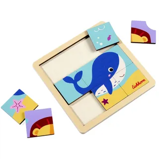 Eichhorn Puzzle-Spaß im Rahmen - 10-teiliges Steckpuzzle mit Löwe und Wal zur Förderung von Motorik, Konzentration und Fantasie, farbenfrohes Holzpuzzle mit Lege-Rahmen, ab 2 Jahren