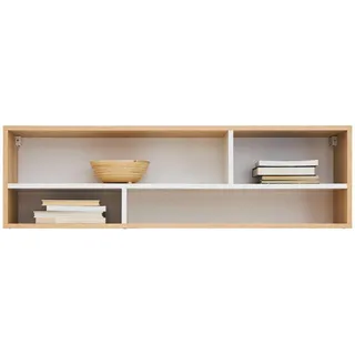 Deine Möbel 24 Kinder-Wandregal Poko 12 120/35/22 cm in Biskuiteiche / Weiß Lux / Grau , Eichefarben, Weiß, Grau , Holzwerkstoff , 120x35x22 cm , Wohnzimmer, Regale, Wandregale
