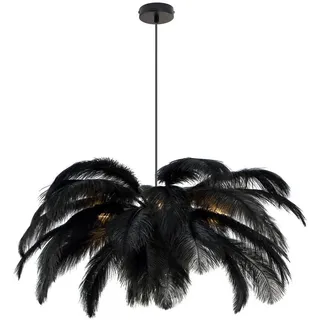 Novel Hängeleuchte , Schwarz , Metall, Textil , Federn , Blatt , 120 cm , RoHS, Ce , Lampen & Leuchten, Innenbeleuchtung, Hängeleuchten, Pendelleuchten