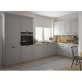 Feldmann-Küchen Winkelküche Prato L-Form 345 x 200 cm Eiche artisan / Mittelgrau