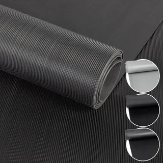 Gummimatte Feinriefen 3mm Schwarz - Bodenschutzmatte 400 x 100 cm | Feinriefen-Profil, rutschhemmend & zuschneidbar - Bautenschutzmatte für Werkstatt, Garage, Anhänger, Keller & Industrie