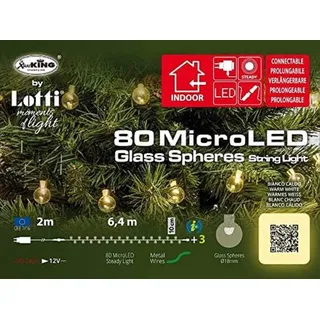 Lotti Kette Glaskugeln transparent Durchmesser 18 mm 80 Microled Warmweiß, Mehrfarbig, 8024199048447