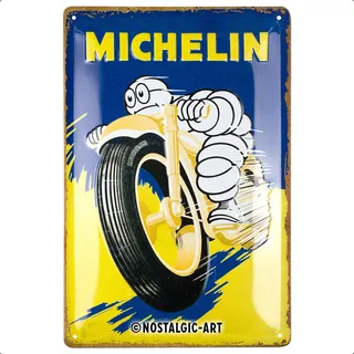 Nostalgic-Art Retro Blechschild, 20 x 30 cm, Michelin – Motorcycle Bibendum – Geschenk-Idee für Motor-Fans, Original Lizenzprodukt (OLP), aus Metall, Vintage Design, Blechschilder Sprüche, Reifen-Deko