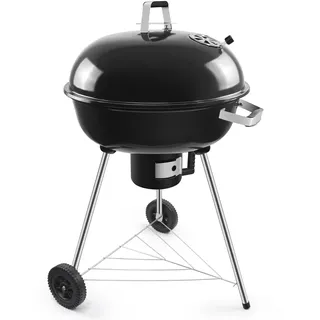 kisidus Kugelgrill Holzkohlegrill mit Deckel, Grillrostdurchmesser 54 cm, Kohlegrill Holzkohlegrillwagen mit Rädern, Holzkohle Grill für Camping, 64x64x99 cm