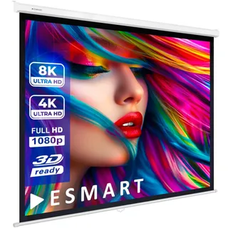 ESMART Professional MIROLO Rollo-Leinwand 223 cm Bild 203 x 203 cm (113") 1:1 | Heimkino Beamer Projektionsleinwand Rollo Leinwand LCD LED