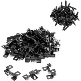 XPOtool Set 50x Edelstahl Clips 7 mm, schwarz, 60x Sechsrund Schrauben 3,5x20 mm T15 zur Montage von Terrassendiele mit 7 mm Nut