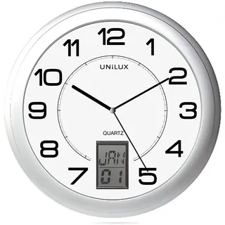 Unilux Funk-Wanduhr Instinct, 31cm, mit Datum, Grau