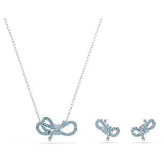 Swarovski Lifelong Bow Set, Schleife, Blau, Rhodiniert
