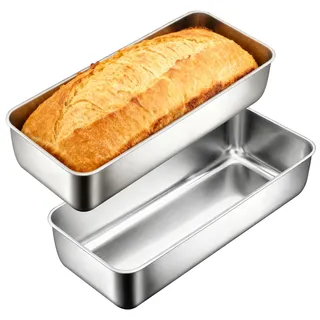 WJMY 2 Stück Kastenform Kuchen Backform Rechteckig 32 x 15 x 6.5cm | 3,2L Brotbackform Edelstahl für Kuchen, Brot und Toast Sauerteigbeständig, Spülmaschinenfest