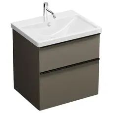 Burgbad Eqio Keramik-Waschtisch inklusive Waschtischunterschrank, Breite 630 mm, SEYQ063, Farbe (Front/Korpus): Grau Hochglanz / Grau Glänzend, Griffleiste Schwarz Matt G0252