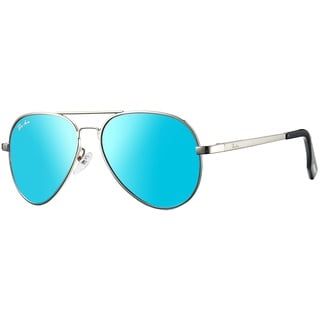 Pro Acme Pilotenbrille Herren Damen Polarisierte Fliegerbrille Klassische Piloten Sonnenbrille Unisex UV400 Schutz Vintage Sonnenbrille (A2 Silber Rahmen | Blaue Linse)