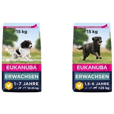 Eukanuba Hundefutter mit frischem Huhn für mittelgroße Rassen, Premium Trockenfutter für ausgewachsene Hunde & Hundefutter mit frischem Huhn für große Rassen