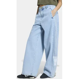 Sporthose ADIDAS ORIGINALS "ADIBREAK, WEITES BEIN, MITTELHOHER BUND", Damen, Gr. 31, Länge 32, light denim,, Obermaterial: 100% Baumwolle, Hosen Sporthose
