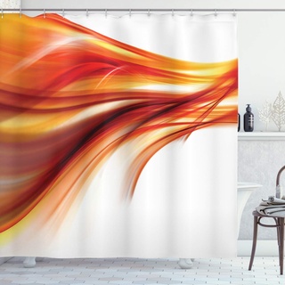 ABAKUHAUS Modern Duschvorhang, Abstrakte Glatte Linien, mit 12 Ringe Set Stielvoll Modern, 175x200 cm, Orange Rot