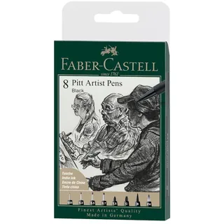 Faber-Castell Pitt Artist Pen, Farbe 199, schwarz, 8 x)