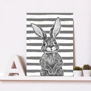 queence Metallbild »Gafa«, Hase, (1 St.), Stahlschild, Blechschild, Hase, niedlich, Wanddeko, weiß