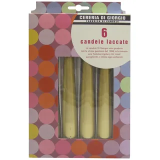 CERERIA DI GIORGIO risthò Kerzen Konische Lackierte, Wachs, Gold, 2.2 x 2.2 x 21 cm, 6 Stück