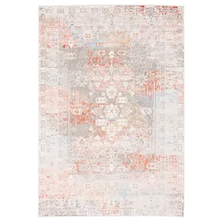 Ethno Vintage Teppich - Kurzflor - Weich Teppich für Wohnzimmer, Schlafzimmer, Esszimmer - Teppiche - Creme Lachsfarben 1 - 300 x 400 cm - Weiß