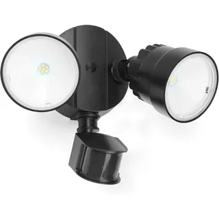 LUTEC Shrimp 12W PIR LED-Sicherheitsleuchte 1250LM 5000K Außenleuchte mit Sensor Wand-Außenleuchte Integrierte Doppelkopf-Flutlicht, Außenbereich für Terrasse, Garten, Hof Schwarz