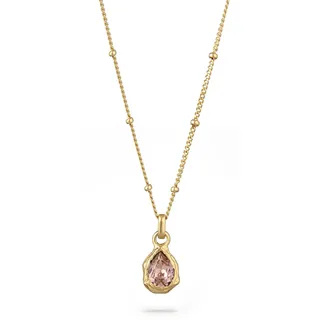 Kette mit Anhänger ELLI "Halskette Kugelkette mit Tropfen Anhänger Rose 925 Sterling Silber vergoldet, mit Kristallen von Swarovski" Gr. 45, gold, Halsketten, Damen, Silber 925 (Sterlingsilber), Kette mit Anhänger