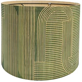 Rustikaler Lampenschirm aus Bambus, Art-Deco, grün, Bogenmuster, 30 x 23 cm | Einzigartige abstrakte grüne Geometrie, ideal für Tisch- und Stehlampen, ideal für Wohnzimmer, Schlafzimmer, Büro