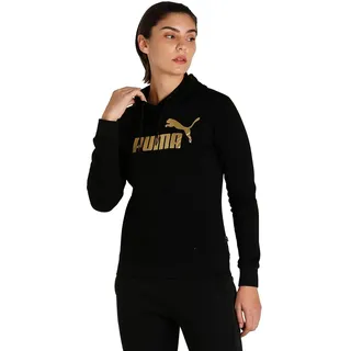 Puma ESS+ Metallic Logo Fleece-Hoodie Damen black/gold foil XS