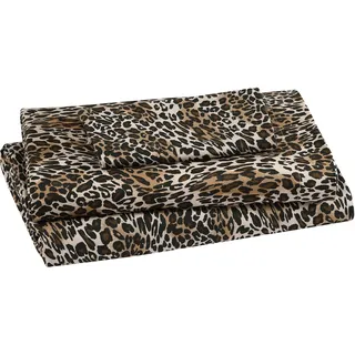 Beatrice Home Fashions Bedrucktes Mikrofaser-Bettwäsche-Set, weich, bequem, pflegeleicht, enthält 1 Spannbetttuch mit 30,5 cm tiefen Taschen, 1 Bettlaken, Kissenbezug, Twin, Zara Leopard