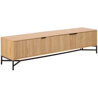 Lowboard , Naturfarben, Schwarz , Metall, Holzwerkstoff , 176.4x45x40 cm , Typenauswahl , Wohnzimmer, TV Möbel, Lowboards