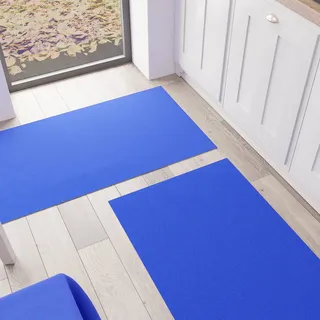 PETTI Artigiani Italiani - Küchenteppich, Küchenläufer, waschbar, rutschfest, Küchenläufer, einfarbig, 52 x 180 cm, elektrisches Blau, 100% Made in Italy