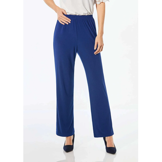 Schlupfhose GOLDNER "Slinky-Hose mit weitem Bein", Damen, Gr. 40, N-Gr, blau (royalblau), Obermaterial: 95% Polyester PES. 5% Elasthan EL., festlich, Hosen Schlupfhose, Kein Bügeln nötig