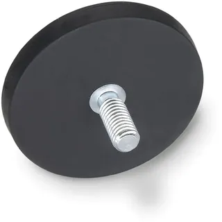 Ganter Normelemente | Haltemagnete mit Gewindezapfen und Gummiummantelung - GN 51.3-ND-43-SW | Neodym, Eisen, Bor | 1 Stück, Schwarz