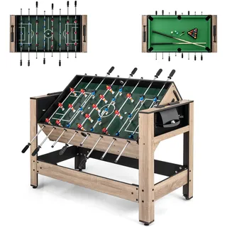 FANTASK 2-in-1 Drehbarer Multifunktionsspieltisch, Tischkicker Billard Komplett Set mit Zubehör, Spieltisch für Kinder und Erwachsene (124 x 60.5 x 81 cm)