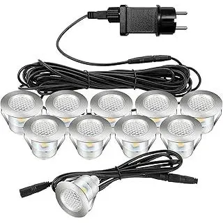 Auting Terrassen Einbaustrahler, 10er Set LED Bodeneinbaustrahler Warmweiß IP67 wasserdicht Terrassen Einbaustrahler für außen innen Küche, Garten Holzbrücke Pool Holzdeck,Treppen