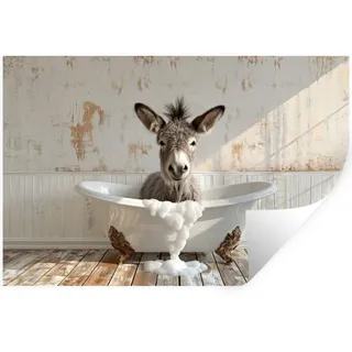 MuchoWow Wandtattoo Esel - Tiere - Badewanne - Schaumstoff 120x80 cm , Weiß , Kunststoff , 120x80x0.1 cm , Tapeten & Wandverkleidungen, Wandtattoos & Sticker