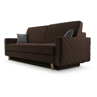 moeblo Schlafsofa California Blau mit Schlaffunktion und Bettkasten Couch für Wohnzimmer Sofagarnitur Polstersofa Wohnlandschaft Velours