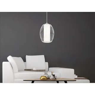 Pendelleuchten modern für übern Esstisch Gitterlampe mit Milchglas Lampenschirm - Weiß