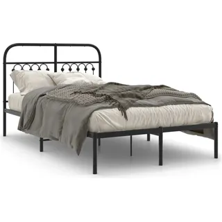 vidaXL Bettgestell mit Kopfteil Metall Schwarz 120x200 cm - Schwarz
