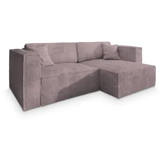 Masseno Ecksofa Nerio P Lila Kordstoff mit Schlaffunktion , Holz , L-Form,L-Form , 245x148 cm , Wohnzimmer, Sofas & Couches, Wohnlandschaften, Ecksofas
