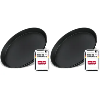 Zenker Black Metallic Backblech rund – Premium Qualität für perfekte Backergebnisse, 300 x 300 x 30 mm, hitzebeständig bis 230°C (Packung mit 2)